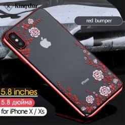 Coque Silicone IPhone X Et XS Avec Pierres Swarovski Rouge