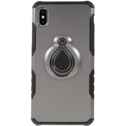 Coque IPhone XS Max Antichoc Avec Anneau Rotatif Gris