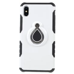 Coque IPhone XS Max Antichoc Avec Anneau Rotatif Blanc