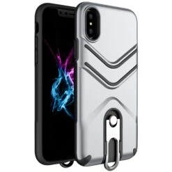 Coque Antichoc IPhone XS Max Avec Support En Metal Argent -All For Phone Magasin coque iphone xs max frac2114 3
