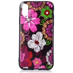 Coque Silicone IPhone XS Max Flowers Noir -All For Phone Magasin coque iphone xs max frac2123 1