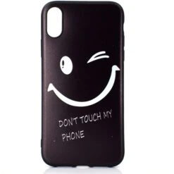 Coque Silicone IPhone XS Max Smiling Face Noir -All For Phone Magasin coque iphone xs max frac2126 1