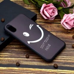 Coque Silicone IPhone XS Max Smiling Face Noir -All For Phone Magasin coque iphone xs max frac2126 5