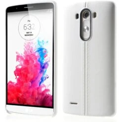 Coque LG G3 Silicone Aspect Cuir Blanc