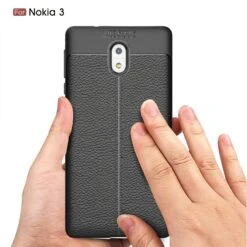 Coque Silicone Nokia 3 Aspect Cuir Noir -All For Phone Magasin coque nokia 3 frac3124 6