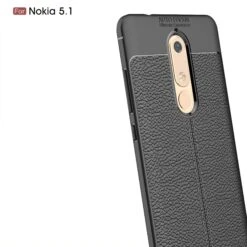 Coque Silicone Nokia 5.1 Aspect Cuir Noir -All For Phone Magasin coque nokia 5 1 frac3161 3