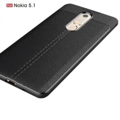 Coque Silicone Nokia 5.1 Aspect Cuir Noir -All For Phone Magasin coque nokia 5 1 frac3161 4
