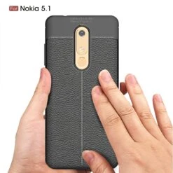 Coque Silicone Nokia 5.1 Aspect Cuir Noir -All For Phone Magasin coque nokia 5 1 frac3161 7