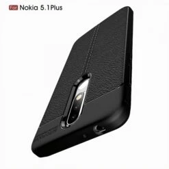 Coque Antichoc Silicone Nokia 5.1 Plus Et Nokia X5 Aspect Cuir Noir -All For Phone Magasin coque nokia 5 1 plus frac3167 10