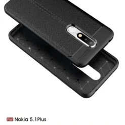 Coque Antichoc Silicone Nokia 5.1 Plus Et Nokia X5 Aspect Cuir Noir -All For Phone Magasin coque nokia 5 1 plus frac3167 2