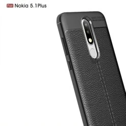 Coque Antichoc Silicone Nokia 5.1 Plus Et Nokia X5 Aspect Cuir Noir -All For Phone Magasin coque nokia 5 1 plus frac3167 3