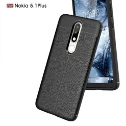 Coque Antichoc Silicone Nokia 5.1 Plus Et Nokia X5 Aspect Cuir Noir -All For Phone Magasin coque nokia 5 1 plus frac3167 6