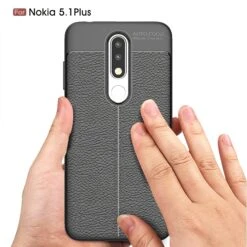 Coque Antichoc Silicone Nokia 5.1 Plus Et Nokia X5 Aspect Cuir Noir -All For Phone Magasin coque nokia 5 1 plus frac3167 7