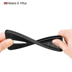 Coque Antichoc Silicone Nokia 5.1 Plus Et Nokia X5 Aspect Cuir Noir -All For Phone Magasin coque nokia 5 1 plus frac3167 8