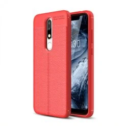 Coque Antichoc Silicone Nokia 5.1 Plus Et Nokia X5 Aspect Cuir Orange