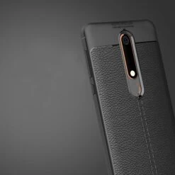 Coque Silicone Nokia 6.1 Aspect Cuir Noir -All For Phone Magasin coque nokia 6 1 frac3135 3