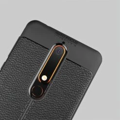 Coque Silicone Nokia 6.1 Aspect Cuir Noir -All For Phone Magasin coque nokia 6 1 frac3135 4
