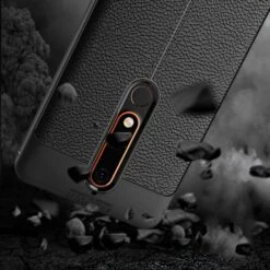 Coque Silicone Nokia 6.1 Aspect Cuir Noir -All For Phone Magasin coque nokia 6 1 frac3135 7