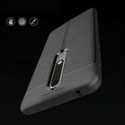 Coque Silicone Nokia 6.1 Aspect Cuir Noir -All For Phone Magasin coque nokia 6 1 frac3135 9