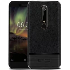Coque Silicone Nokia 6.1 Style Cuir Brossé Noir -All For Phone Magasin coque nokia 6 1 frac3170 2