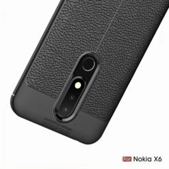Coque Silicone Nokia 6.1 Plus Et Nokia X6 2018 Aspect Cuir Noir -All For Phone Magasin coque nokia 6 1 plus frac3152 11