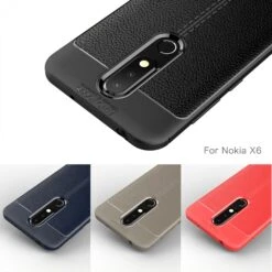 Coque Silicone Nokia 6.1 Plus Et Nokia X6 2018 Aspect Cuir Noir -All For Phone Magasin coque nokia 6 1 plus frac3152 12