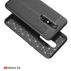 Coque Silicone Nokia 6.1 Plus Et Nokia X6 2018 Aspect Cuir Noir -All For Phone Magasin coque nokia 6 1 plus frac3152 2