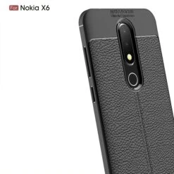 Coque Silicone Nokia 6.1 Plus Et Nokia X6 2018 Aspect Cuir Noir -All For Phone Magasin coque nokia 6 1 plus frac3152 3