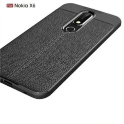 Coque Silicone Nokia 6.1 Plus Et Nokia X6 2018 Aspect Cuir Noir -All For Phone Magasin coque nokia 6 1 plus frac3152 4