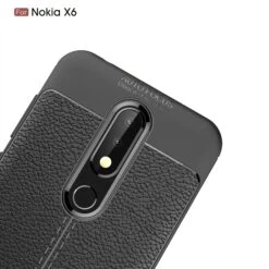 Coque Silicone Nokia 6.1 Plus Et Nokia X6 2018 Aspect Cuir Noir -All For Phone Magasin coque nokia 6 1 plus frac3152 5