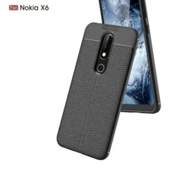 Coque Silicone Nokia 6.1 Plus Et Nokia X6 2018 Aspect Cuir Noir -All For Phone Magasin coque nokia 6 1 plus frac3152 6