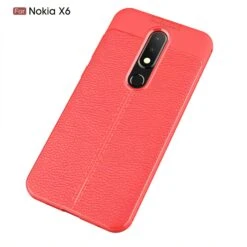 Coque Silicone Nokia 6.1 Plus Et Nokia X6 2018 Aspect Cuir Orange -All For Phone Magasin coque nokia 6 1 plus frac3154 1