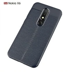 Coque Silicone Nokia 6.1 Plus Et Nokia X6 2018 Aspect Cuir Bleu Foncé -All For Phone Magasin coque nokia 6 1 plus frac3155 1