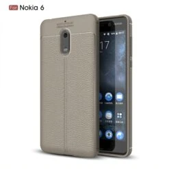 Coque Silicone Nokia 6 Aspect Cuir Gris