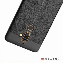 Coque Silicone Nokia 7 Plus Aspect Cuir Noir -All For Phone Magasin coque nokia 7 plus frac3140 11