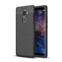 Coque Silicone Nokia 7 Plus Aspect Cuir Noir