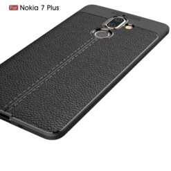 Coque Silicone Nokia 7 Plus Aspect Cuir Noir -All For Phone Magasin coque nokia 7 plus frac3140 3