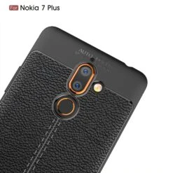 Coque Silicone Nokia 7 Plus Aspect Cuir Noir -All For Phone Magasin coque nokia 7 plus frac3140 4