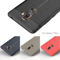 Coque Silicone Nokia 7 Plus Aspect Cuir Noir -All For Phone Magasin coque nokia 7 plus frac3140 8
