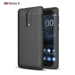 Coque Silicone Nokia 8 Aspect Cuir Noir