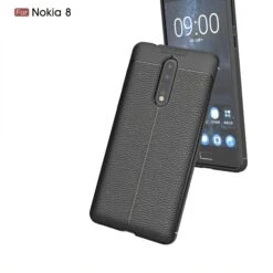 Coque Silicone Nokia 8 Aspect Cuir Noir -All For Phone Magasin coque nokia 8 frac3120 5