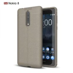 Coque Silicone Nokia 8 Aspect Cuir Gris