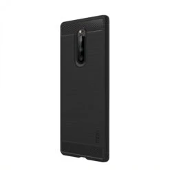 Coque Silicone Antichoc Sony Xperia 1 - Style Fibre De Carbone Noir