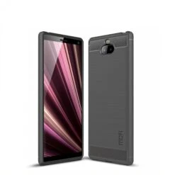 Coque Silicone Antichoc Sony Xperia 10 - Style Fibre De Carbone Gris