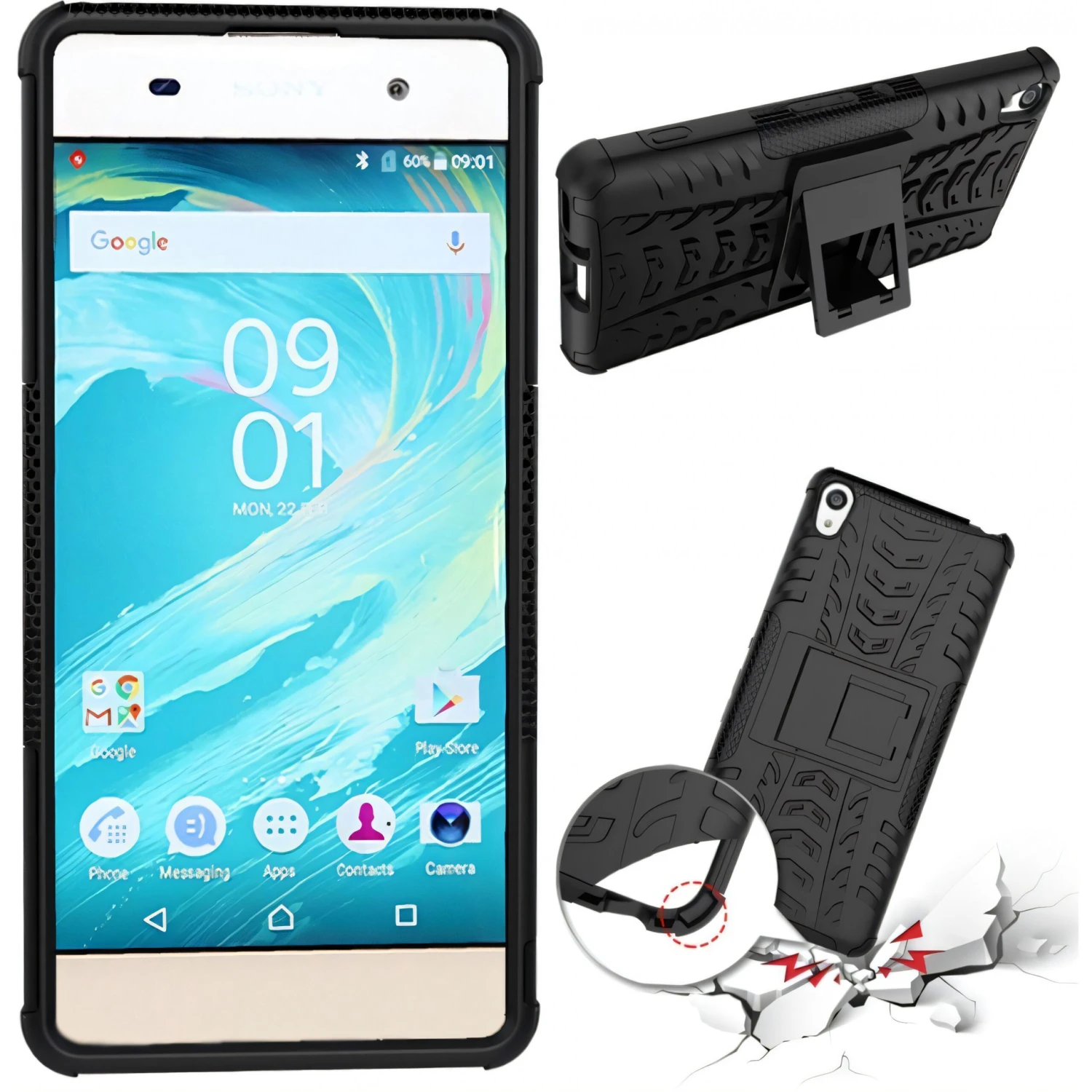 Coque Sony Xperia XA Silicone Hybrid Avec Support Noir 9 Coque Sony Xperia XA Silicone Hybrid Avec Support Noir – Image 7