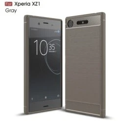 Coque Xperia XZ1 Silicone Style Fibre Carbone Gris