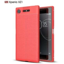 Coque Xperia XZ1 Silicone Style Fibre Carbone Rouge Rubis