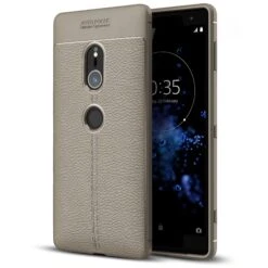 Coque Silicone Xperia XZ2 Litchi Gris