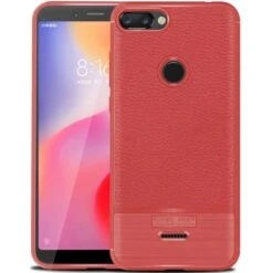 Coque Silicone Xiaomi Redmi 6 Litchi Brossé Rouge