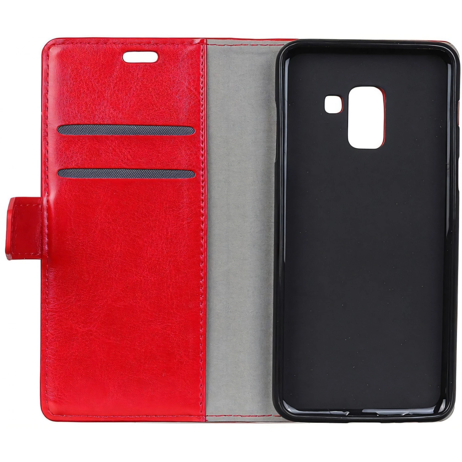 Etui Galaxy A5 2018 Portefeuille Classique Rouge 5 Etui Galaxy A5 2018 Portefeuille Classique Rouge – Image 3